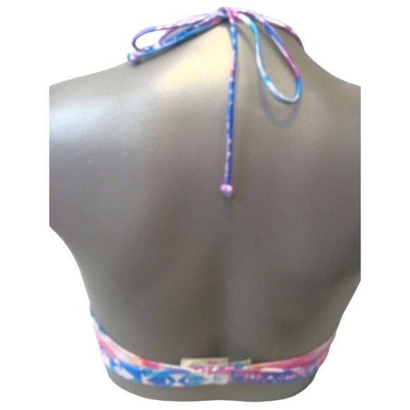 Victoria's Secret PINK Watercolor Aztec Geo Double Banded Halter Bikini Top M - Picture 2 of 2